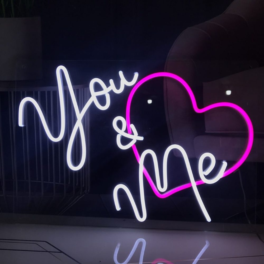You & me with heart Custom Neon Sign | Neon Nights Auckland, New Zealand