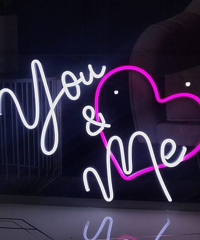 You & me with heart Custom Neon Sign | Neon Nights Auckland, New Zealand